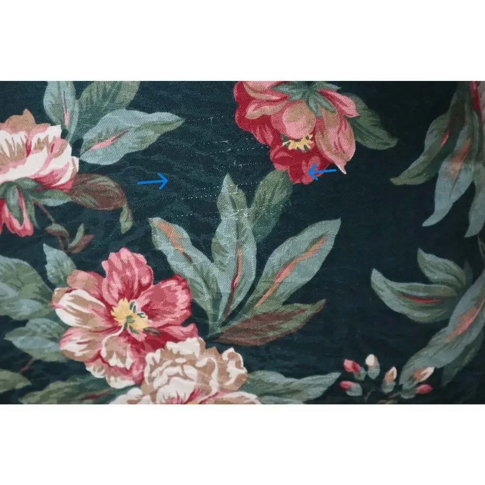 SET of 2 Vintage Green Pink Floral Pillows LARGE Cord edge Square Cottagecore